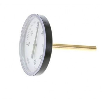 Thermomètre bimétallique en plastique, plage de température de 0 à +60 °c, boîtier de 100 mm, tige de 100 mm avec doigt de gant. Thermomètre bimétallique en plastique, plage de température de 0 à +60 °c, boîtier de 100 mm, tige de 100 mm avec doigt de gant.