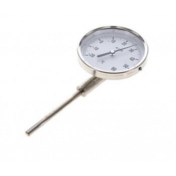 0 til +80°C Bimetaltermometer i rustfrit stål 100 mm kabinet 160 mm bund 0 til +80°C Bimetaltermometer i rustfrit stål 100 mm kabinet 160 mm bund