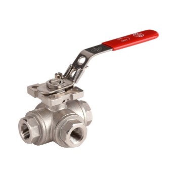 Vanne à bille en acier inoxydable 780, 3 voies, passage en l, filetage npt 1/4'' Vanne à bille en acier inoxydable 780, 3 voies, passage en l, filetage npt 1/4''