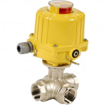 3-пътен месингов сферичен кран 513-L 1/4'' + SA03 230V AC 3-пътен месингов сферичен кран 513-L 1/4'' + SA03 230V AC
