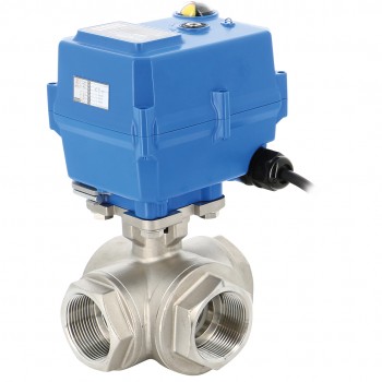 Vanne à bille 3 voies en acier inoxydable 780l-781txs + actionneur électrique tcr Vanne à bille 3 voies en acier inoxydable 780l-781txs + actionneur électrique tcr