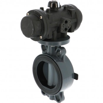 PVC-U-Absperrklappe PL2 + pneumatischer Antrieb aus PP/PPS PVC-U-Absperrklappe PL2 + pneumatischer Antrieb aus PP/PPS