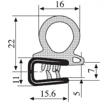 M411004200 Профил за защита на ръбовеа с PVC странично уплътнение M411004200 Профил за защита на ръбовеа с PVC странично уплътнение