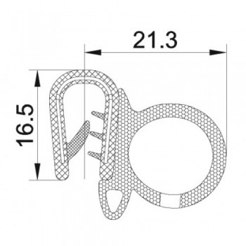 Perfil de moldura de borde con sello autogripante TR 2208. Perfil de moldura de borde con sello autogripante TR 2208.