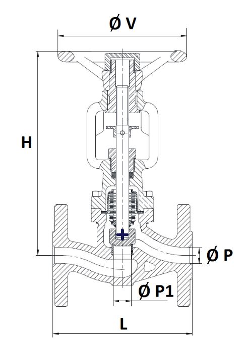 Válvula de globo - Acero al carbono - RF PN40 - con fuelle - 400°C